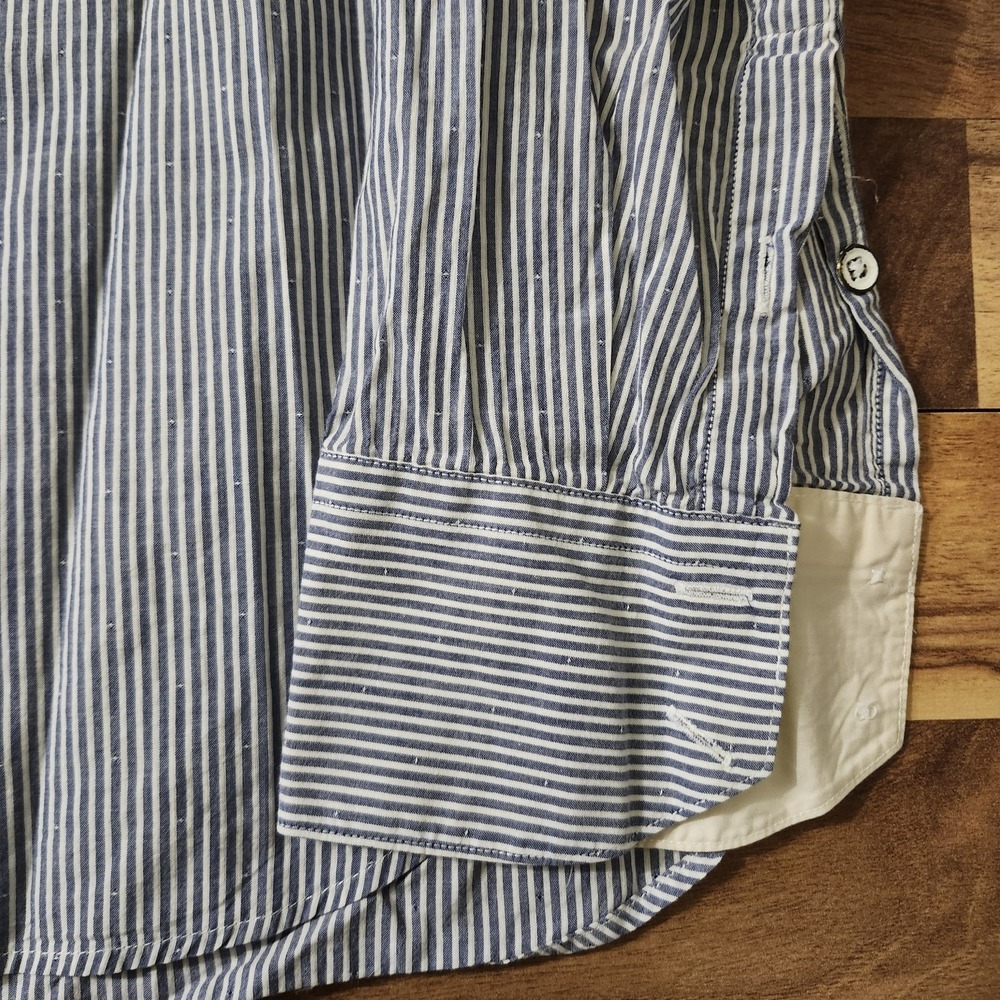 Rag & Bone Shirt Mens Large Blue Striped Long Sleeve Button Up Tailored Workwear - Picture 5 of 12